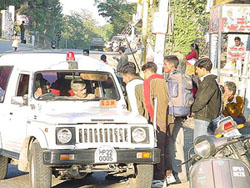 Youths talk to Mr B.R. Kaundel, SDM, Hamirpur, with regard to the proposed recruitment rally of Assam Rifles on Sunday