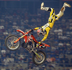 US freestyle jumping World Champion Nate Adams performs a jump
