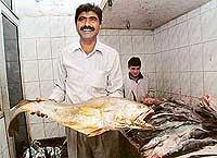 Fish dealer Ved Parkash Burgujar is all smiles with the prize catch 