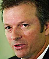Steve Waugh delivers an emotional speech during a news conference in Sydney, on Wednesday