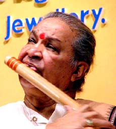 Noted flutist Pt Hari Prasad Chaurasia performs at "Flights of Gandasy�, a festival of classical music, in Bangalore on Thursday evening