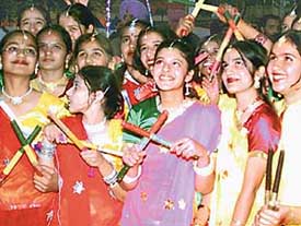 Girls perform at the annual day function of St Xavier�s Senior Secondary School