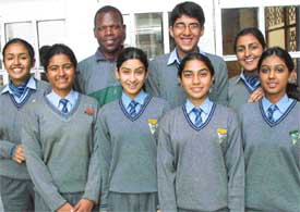 Students of Vivek High School, Sector 38, chosen for the service mission in Chennai at their school premises