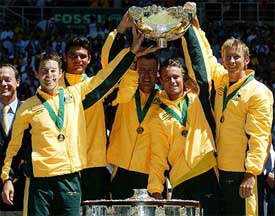 The victorious Australian Davis Cup team