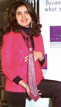 Irina Brar sports a tie studded with 261 diamonds and priced at Rs 1 crore