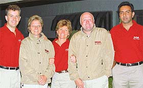 PGA Golf professionals from the UK (from left) Mark Arnold, Claire White, Beverly Hukes and Peter Cain and the Director Operations, PGA Design Consulting Mr Randeep Waraich, at the Chandigarh Golf Club