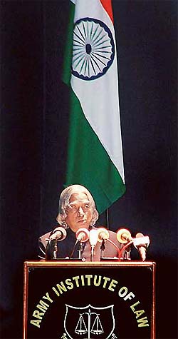 The President, Dr APJ Abdul Kalam, addresses students and faculty members of the Army Institute of Law in Mohali on Monday