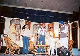 A view of a play staged during the three-day theatre competition organised by North Zone Cultural Centre at Chandigarh