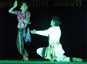 Padma Shri Shovana Narayan performs during the Gita Jayanti Utsav in Kurukshetra