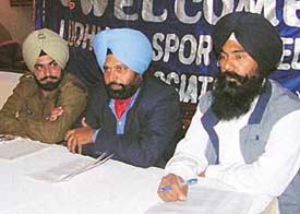 National hockey coach Rajinder Singh at a press conference in Ludhiana on Monday.