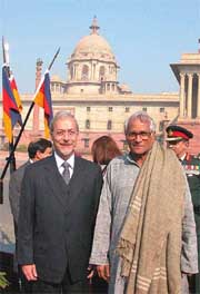 Defence Minister George Fernandes with his Brazilian counterpart Jose Vieges Filho 