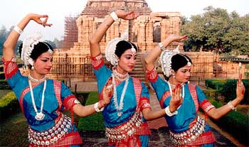 Dancers practice Odissi during the Konark Dance Festival