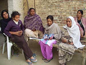 With her relatives Geeta (second from right), who has lost her husband for marrying outside her caste at Jahan Khelan in Hoshiarpur district.