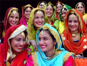 Students of Guru Nanak Khalsa College for Women, Model Town, Ludhiana, all set for the gidha competition being held at DD Jain College