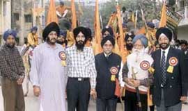 A religious procession being taken out at Gurdwara Sri Singh Sabha, Vikas Puri, New Delhi.