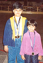 Mudit Gupta and  Garima Gupta, who won medals in the Haryana State Roller Skating Championship at Yamunanagar.