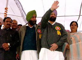 Punjab Chief Minister Amarinder Singh welcomes the participants of 49th National School Games that began at the Talwandi Bhai town of Ferozepore district on Monday