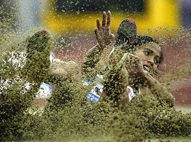 Lerma Elmira Gabito of the Philippines in action during the women's long jump event 