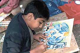 Thursday was a unique and heartwarming day at Greenfields SOS Children�s Village, Faridabad, with over 200 children from different schools of Delhi and the National Capital Region showing that they are concerned about the welfare and future of the less privileged children of society. Participating in a unique Child Caring for Child event, these children spent the day interacting with the children of the village and getting hands-on experience of community work. The programme included a painting and essay writing competition.