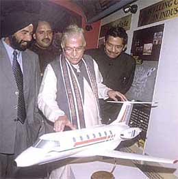 Union Minister Murli Manohar Joshi at the �Vigyan Rail Exhibition on Wheels� at Safdarjung Railway Station in the Capital on Thursday. 