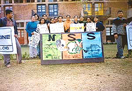 NSS volunteers of Punjab Engineering  College in Chandigarh on Monday.
