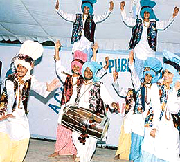 Students of AC National Public Senior Secondary School, Zirakpur, perform bhangara on the occasion of annual day function on Saturday. 