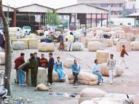 Huge stocks of hosiery goods awaiting transportation at Ludhiana railway station