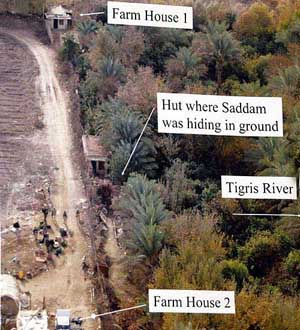 A view of the place where Saddam Hussein was arrested during a raid, in Tikrit, north of Baghdad, is seen in this image released on Sunday. Soldiers from the 4th Infantry Division arrested Saddam on Saturday in the town of Ad Dwara, just outside Tikrit. 