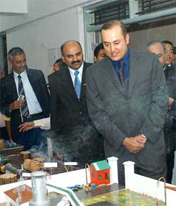 Hotmail Corporation's co-founder Sabeer Bhatia keenly watches a science exhibition