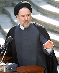 Iranian President Mohammad Khatami after his weekly Cabinet meeting in Tehran