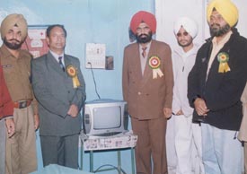 A close-circuit camera being installed at a first-aid post at Doraha