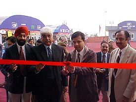 The Deputy Commissioner, Mr Anurag Verma, along with Mr Rakesh Bharti Mittal, Chairman of the CII, Northern Region, and Mr Mahesh Munjal, inaugurates the fourth CII Trade Fair