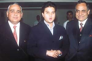 Mr N. K. Tewari, principal, The Scindia School, Mr Jyotiraditya Scindia, MP, president, board of governors, and Mr Surinder Malhotra, president, SOBA, Delhi Chapter, at a recent get-together in the Capital.