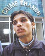 Ankur Arora who impersonated Crime Branch DCP being produced at Prashant Vihar Crime Branch office in the Capital on Sunday.