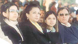 Mansur Ali Khan Pataudi, Sharmila Tagore with  daughter Soha Ali Khan during the Pataudi Polo Trophy in the Capital on Sunday. 