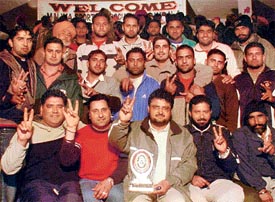 The kabaddi team of Kalakh village, which won the title at the Samrala Rural Sports Festival