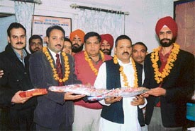 Mr Ashok Singh Garcha, Chairman, Ludhiana Improvement Trust, welcomes Mr Sanjeev Talwar and Mr Rajesh Jain Kala Navkar, new trustees of the LIT