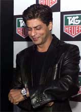 Shahrukh Khan, Bollywood icon and brand ambassador of Tag Heuer watches,  unveils the company's latest range of watches in New Delhi on Tuesday