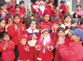 Students of Blue Bird School, Sector 16, Chandigarh, celebrate Christmas