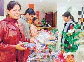 Special chocolates for Christmas on display