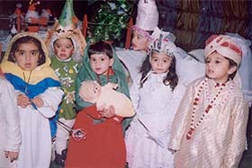 Students of Swiss International Public School (SIPS) participate in a fancy dress competition in Ludhiana