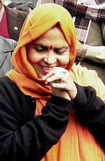 Madhya Pradesh Chief Minister Uma Bharti at a get-together at her residence 