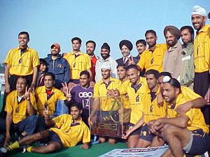Members of the Punjab & Sindh Bank team, winners of Farm Track Cup