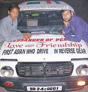 Mr Harpreet Papoo, along with his wife Krishna Devi, who has embarked on his �reverse� mission to promote Indo-Pak relations