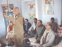 Mr Ishwar Dass Dhiman, former HP Education Minister and senior BJP leader, addresses party workers 