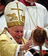 Pope John Paul II blesses Giorgia Gnazi of Italy