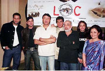 Cast members of the movie 'LoC' during a press conference in New Delhi