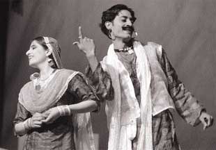 Artistes of an NSD workshop perform at Kaifi Azmi�s �Film Heer Ranjha� staged at Tagore Theatre In Chandigarh on Monday.