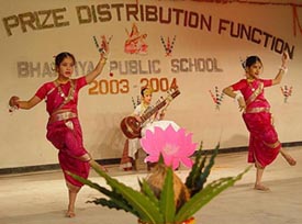 Students of Bhartiya Public School, Ambala Cantonment, perform at the annual function on Monday.