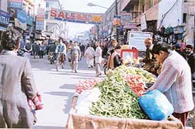 Rehris along Katchery Road in Ludhiana on Monday.